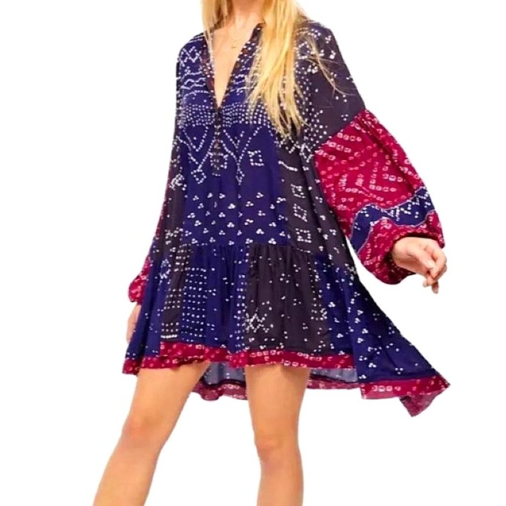 Free People Shibori Tunic Boho Hippie Festival